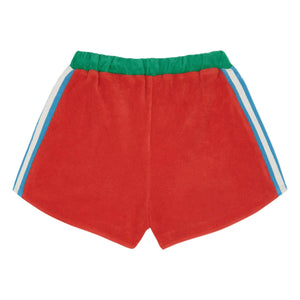 The Campamento - Retro Terry Shorts with Contrast Stripes | Red
