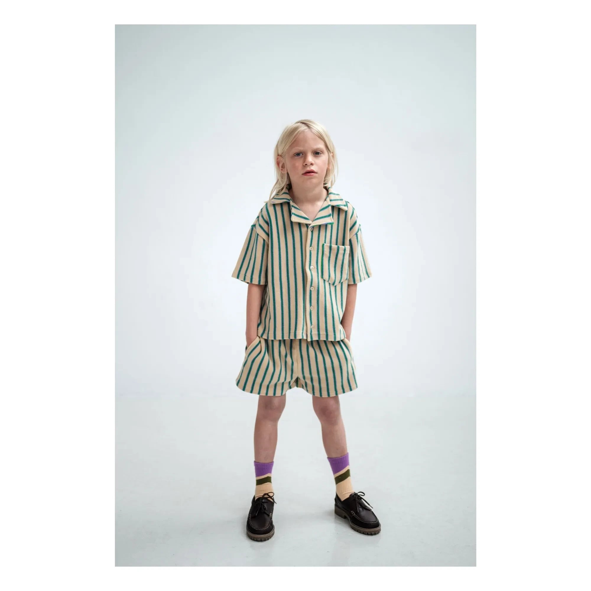 Repose AMS - Gestreifte Shorts aus Bio-Baumwolle | Blassgelb