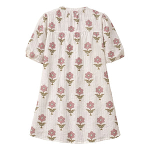 Lililotte - Romy Flowers Floral Print Crinkled Organic Cotton Dress | Ecru