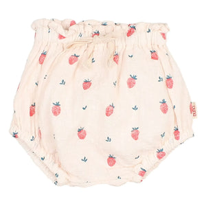 Búho - Organic Cotton Strawberry Print Bloomers | Powder Pink