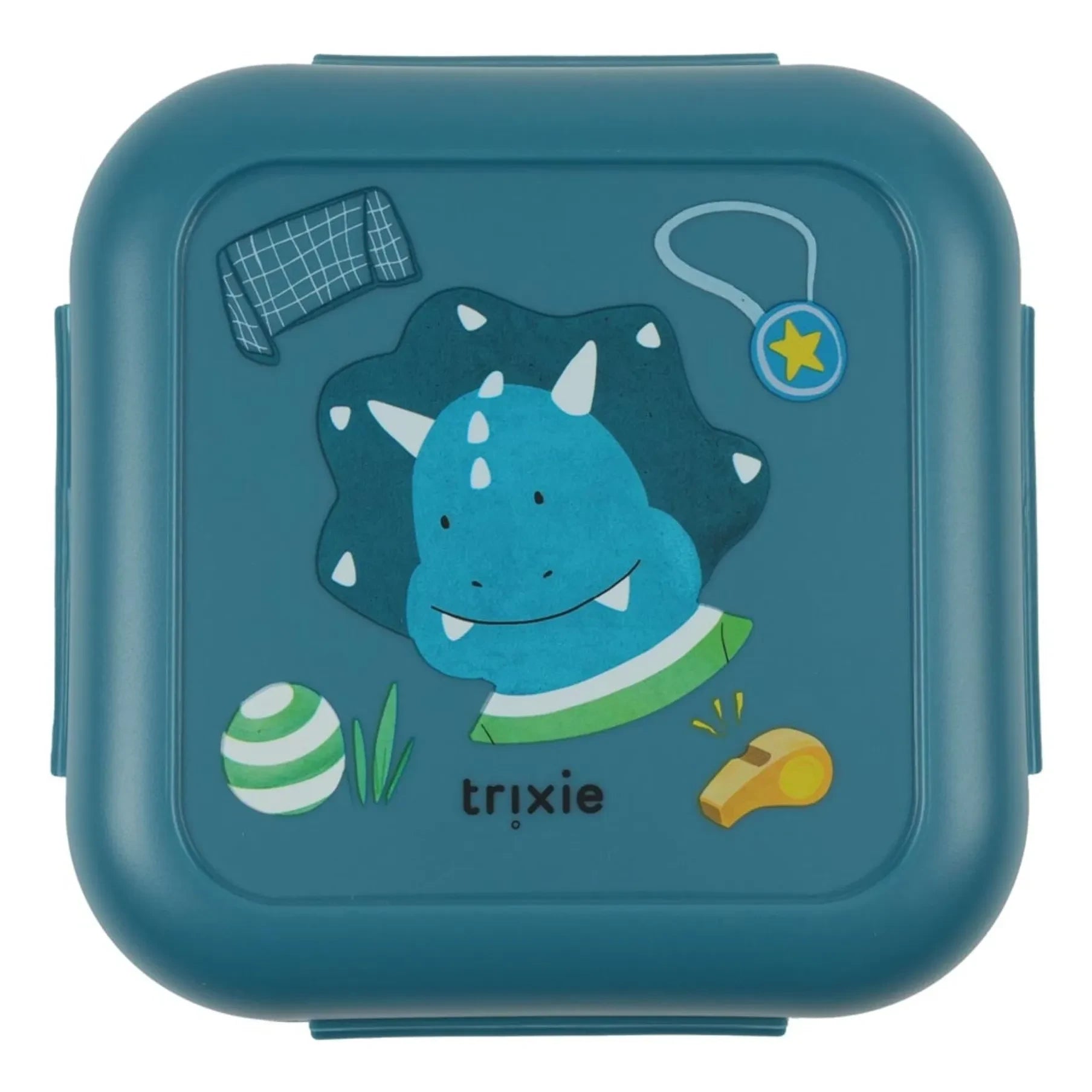 Trixie - Ballplayer Mr. Triceratops Clipped Lunch Box | Blue