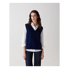 Bompard - V-Neck Sleeveless Cashmere Sweater | Navy