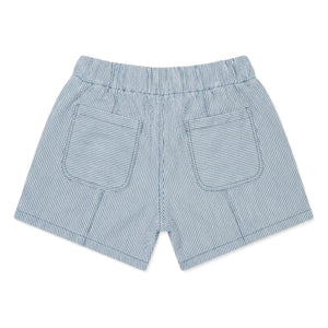 Cozmo - Striped Amber Denim Shorts | Light Blue