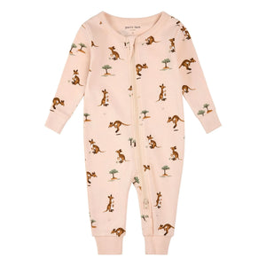 Petit Lem - Sleeveless Pajamas Kagourous Organic Cotton | Powder Pink
