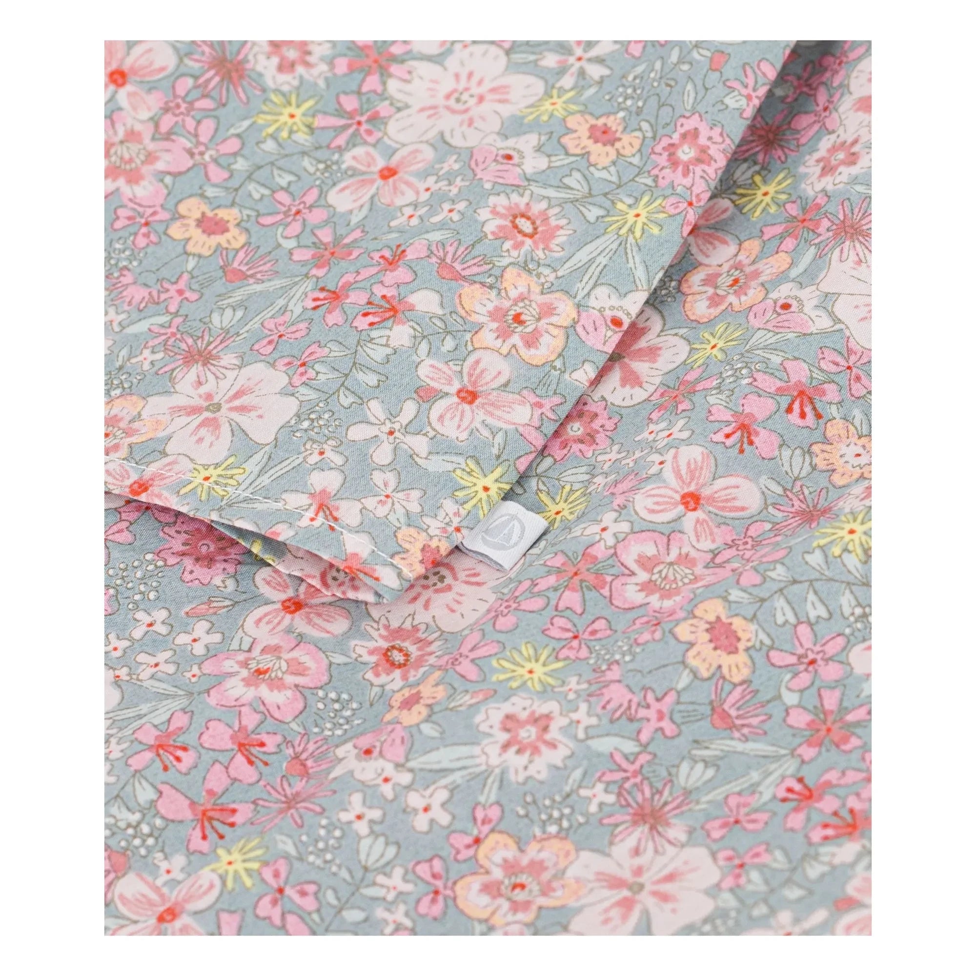 Petit Bateau - Baumwoll-Bluse mit Streifen und Blumen | Grau-Blau