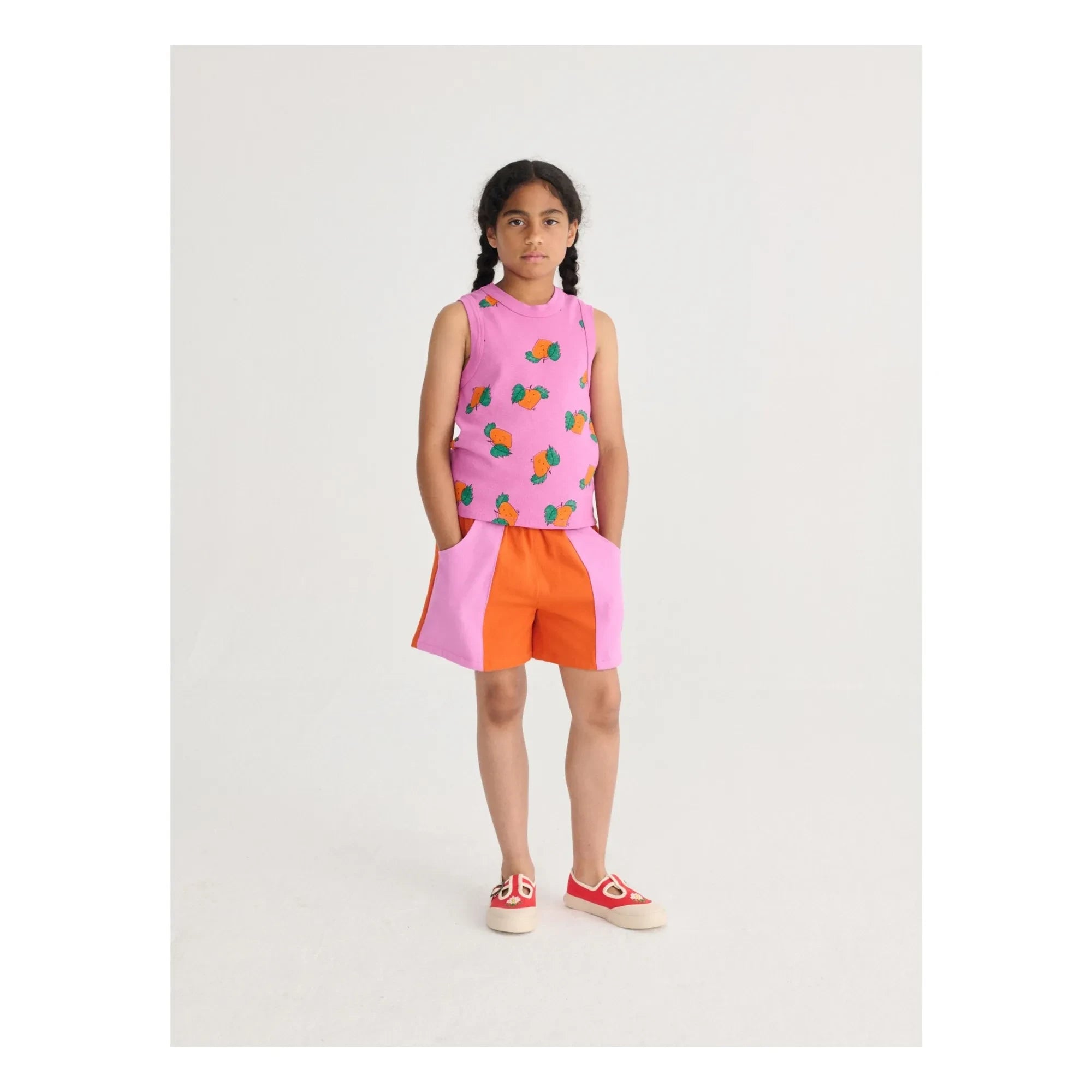Bobo Choses - Shorts aus Bio-Baumwolle mit Farbblockmuster | Orange