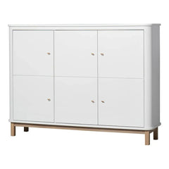 Oliver Furniture - 3-türige Eiche-Kommode mit mehreren Fächern | Weiß