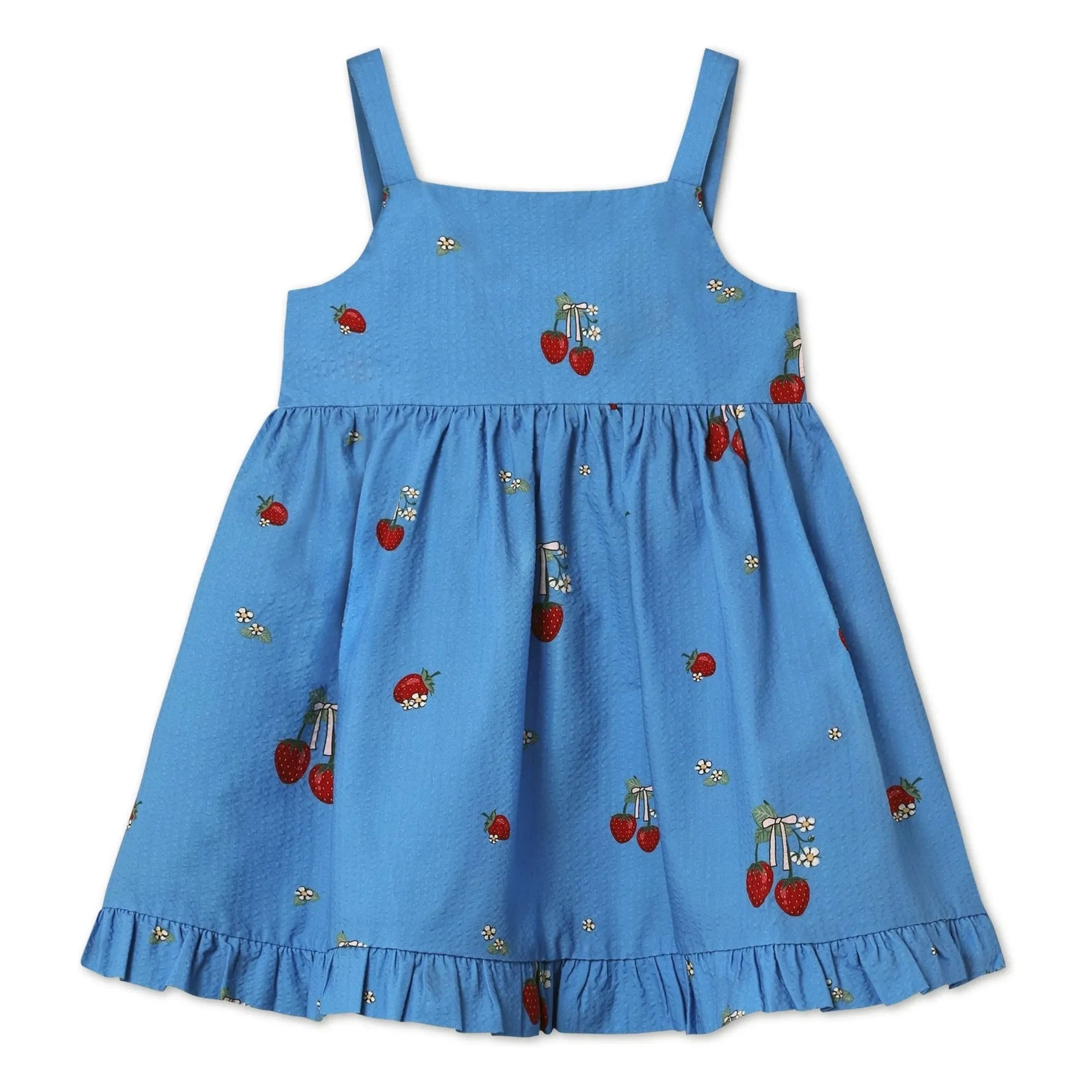Fliink - Apple Strawberry Strapless Dress | Azure Blue