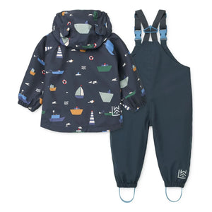 Liewood - Manu Bateaux Recycled Fiber Rain Set | Navy Blue