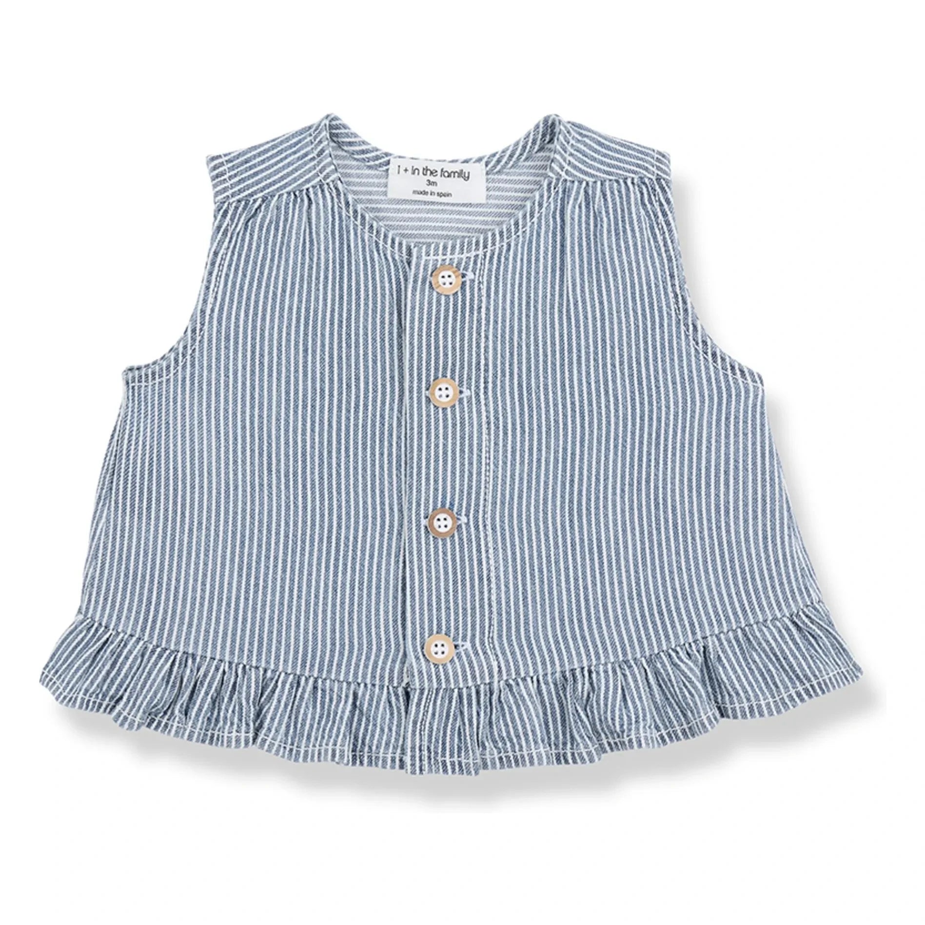 1+ in the family - Alcudia Striped Denim Blouse Organic Cotton | Light Blue