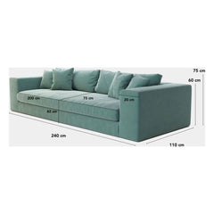 Panac Edition - Bellechasse hafif 3 kişilik koltuk, pamuk ve keten - 240 cm | Gri