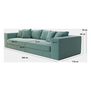 Panac Edition - Bellechasse hafif 3 kişilik koltuk, pamuk ve keten - 240 cm | Gri