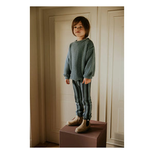 Yuki - Pullover aus Bio-Baumwolle mit Wellenmuster | Grau-Blau