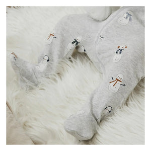 Petit Lem - Patikli Pijama Kar Adamları Organik Pamuk | Gri