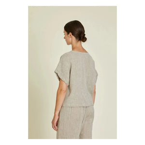 Black Crane - Basic Keten Üst | Açık Gri