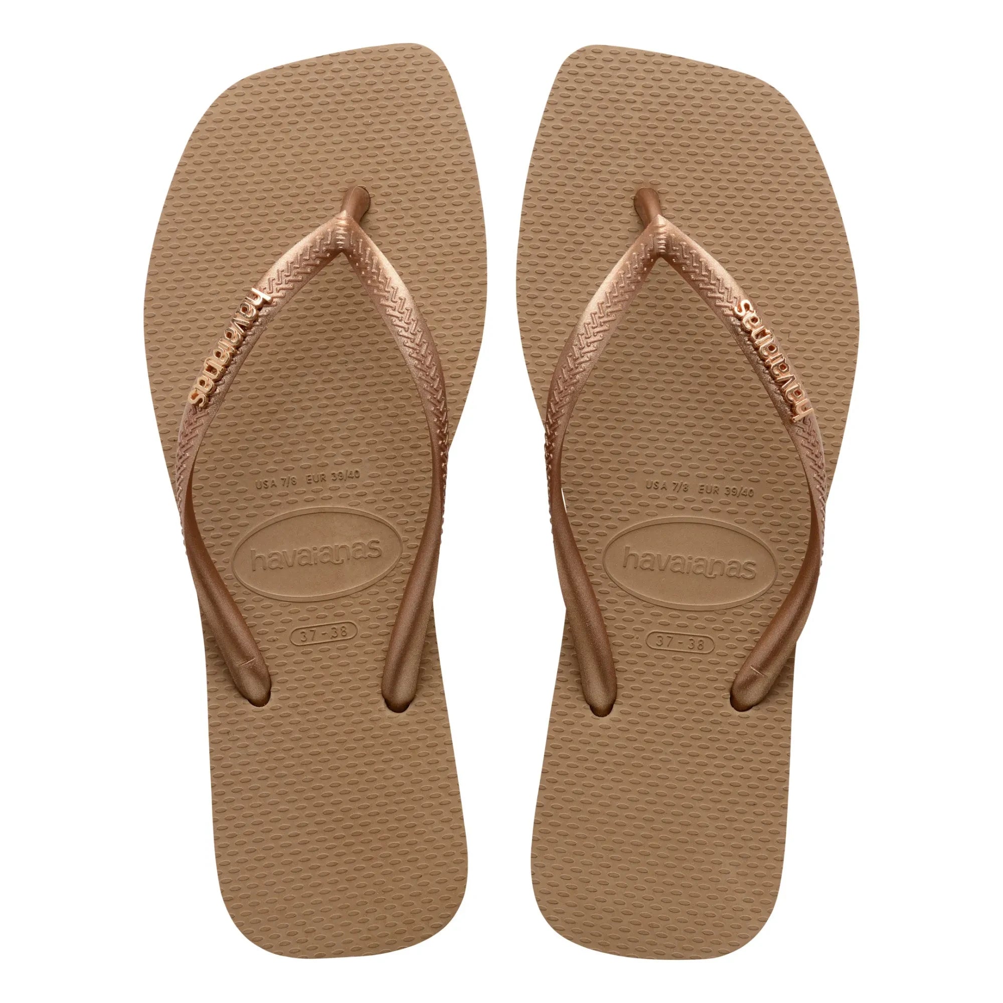 Havaianas – Metallic-Flipflops mit quadratischem Logo | Pink