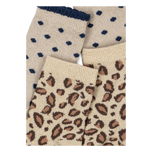 Konges Sløjd - 2 Çift Leopar Çorap Seti | Bej