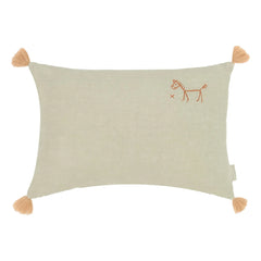 Nobodinoz - Fringed Pillow - Lin Français | Matcha Green