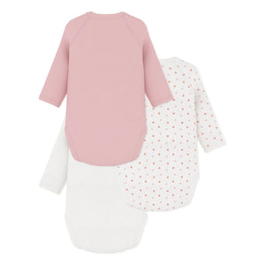 Petit Bateau - 3’lü Küçük Kalpler Organik Pamuk Badi Seti | Pembe