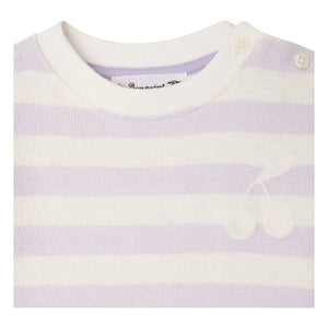 Bonpoint - Cai Cerise Gestreiftes T-Shirt | Ecru