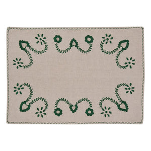 House of Capricorn - Besticktes Tischset und Servietten-Set Viana | Grün
