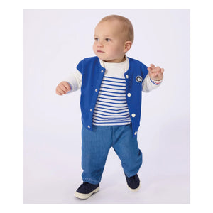 Petit Bateau - Teddy Colorblock ceket | Kraliyet mavisi