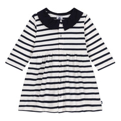 Petit Bateau - Striped Marabout Dress | Ecru