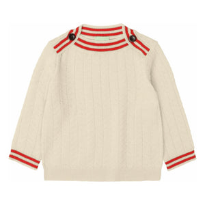 FUB - Zigzag Buttoned Sweater Fine Knit Merino Wool | Ecru