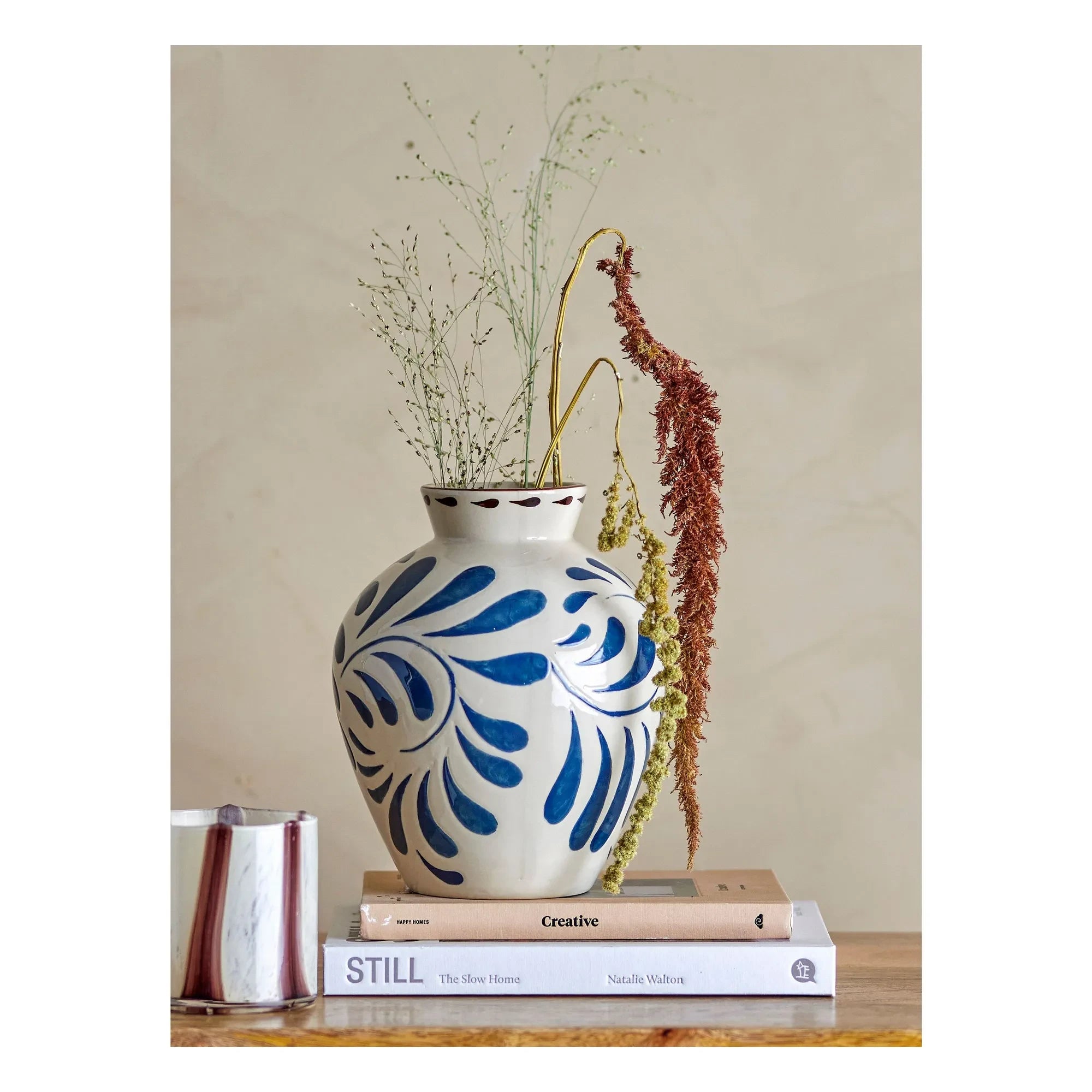 Bloomingville - Heikki Steingut-Vase | Blau
