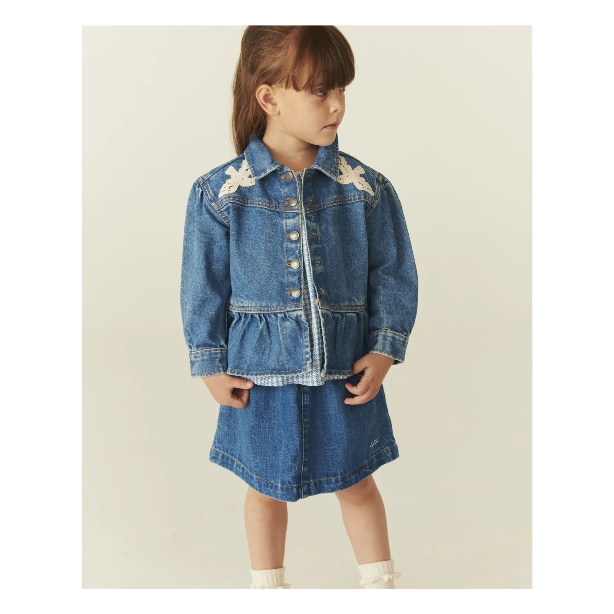 Copenhagen Colors - Jeansjacke Vögel Bio-Baumwolle | Blau