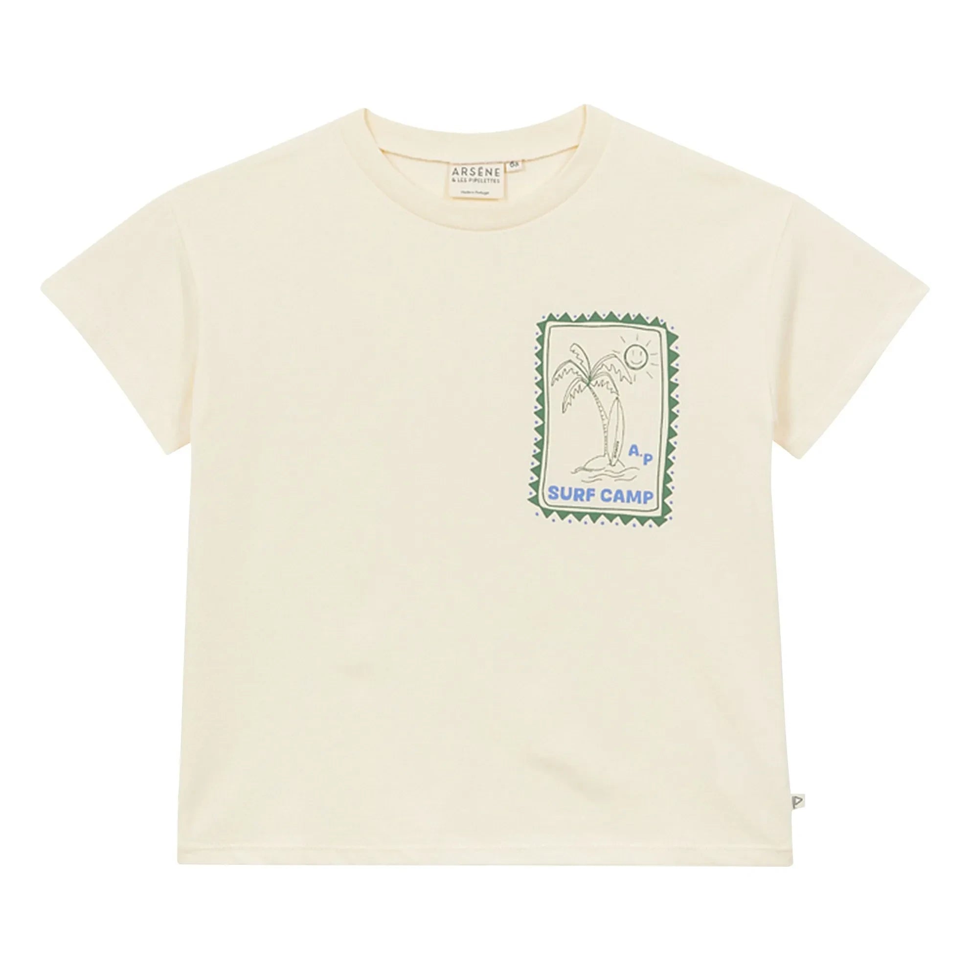 Arsène et Les Pipelettes - T-Shirt „Surf Camp“ aus Bio-Baumwolle | Ecru