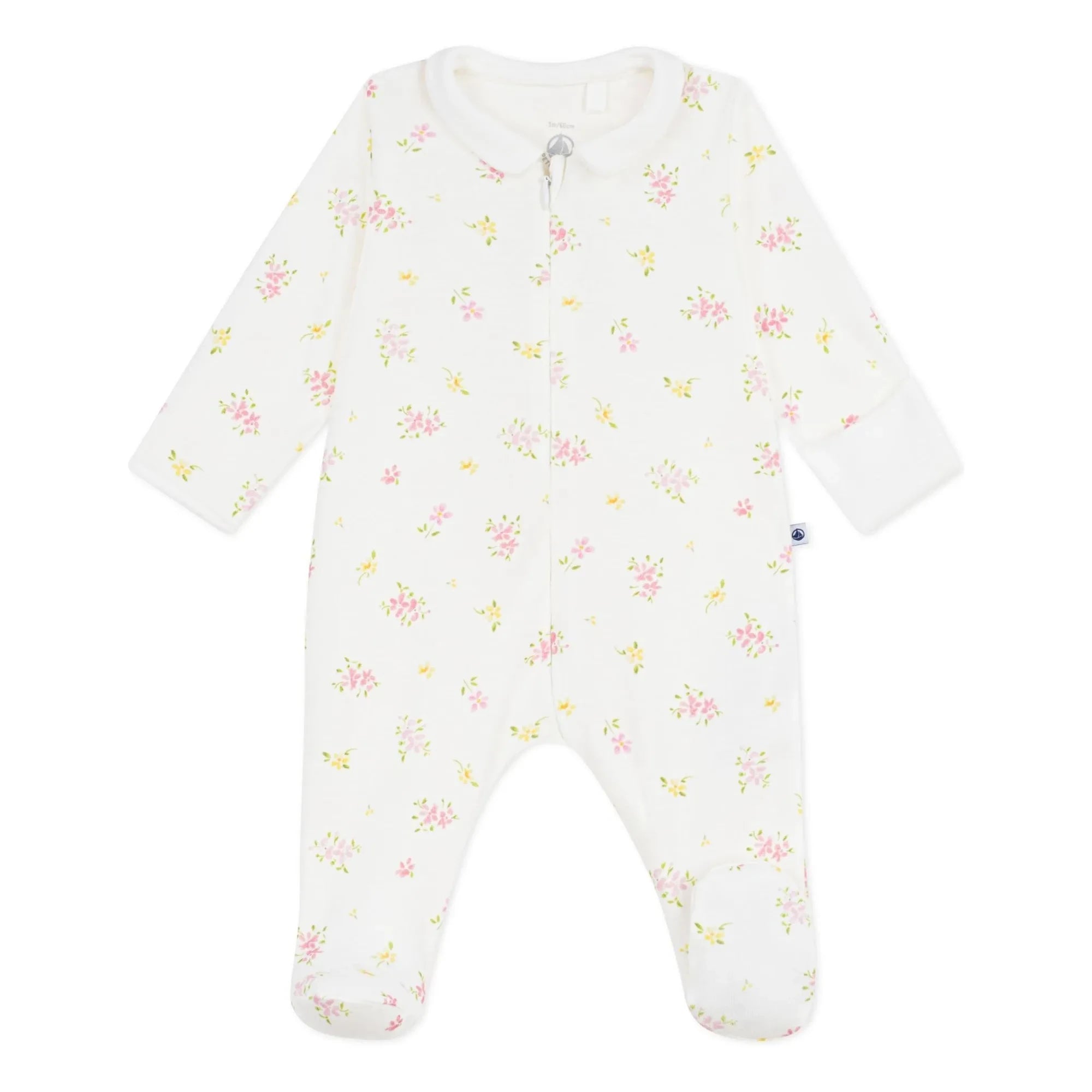 Petit Bateau - Schlafstrampler aus Bio-Baumwolle mit Blumenmuster | Weiß