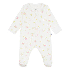 Petit Bateau - Pyjamas Dors Bien Çiçekli Organik Pamuk | Beyaz