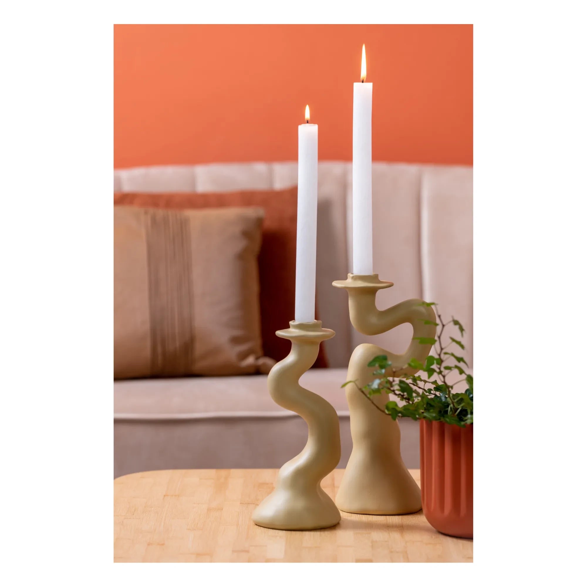 Present Time - Organic Spiral Candle Holder - M | Beige