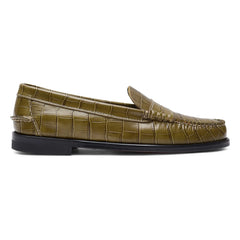 Augusta - Zoe Kroko Desenli Loafer | Zeytin yeşili