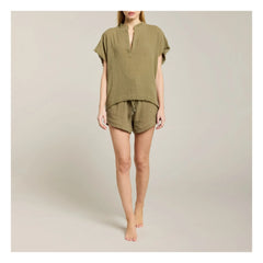 Maison Saint Julien - Porto Vecchio Blouse Made from Cotton Gauze | Khaki