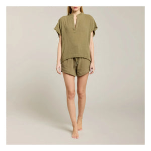 Maison Saint Julien - Porto Vecchio Blouse Made from Cotton Gauze | Khaki
