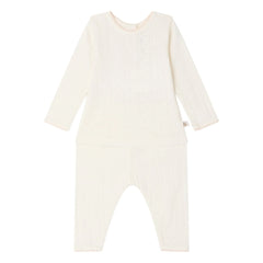 Bonpoint - Leandra Pointelle Set aus Bio-Baumwolle (T-Shirt und Leggings) | Weiß