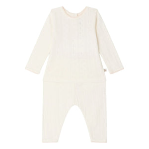 Bonpoint - Leandra Pointelle Set aus Bio-Baumwolle (T-Shirt und Leggings) | Weiß
