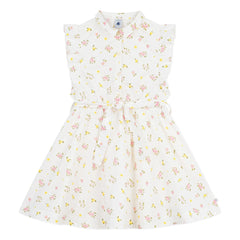 Petit Bateau - Sleeveless Floral Organic Cotton Dress | White