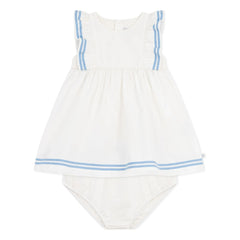 Petit Bateau - Organik Pamuk Poplin Marin Elbise ve Tulum Seti | Beyaz