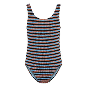 Beachlife - Striped Ribbed Swimsuit | Light Blue