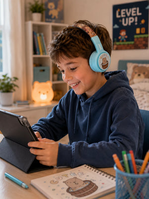 iPixi - Sevimli Arkadaşlar Çocuk Bluetooth Mavi Kulaklıklar