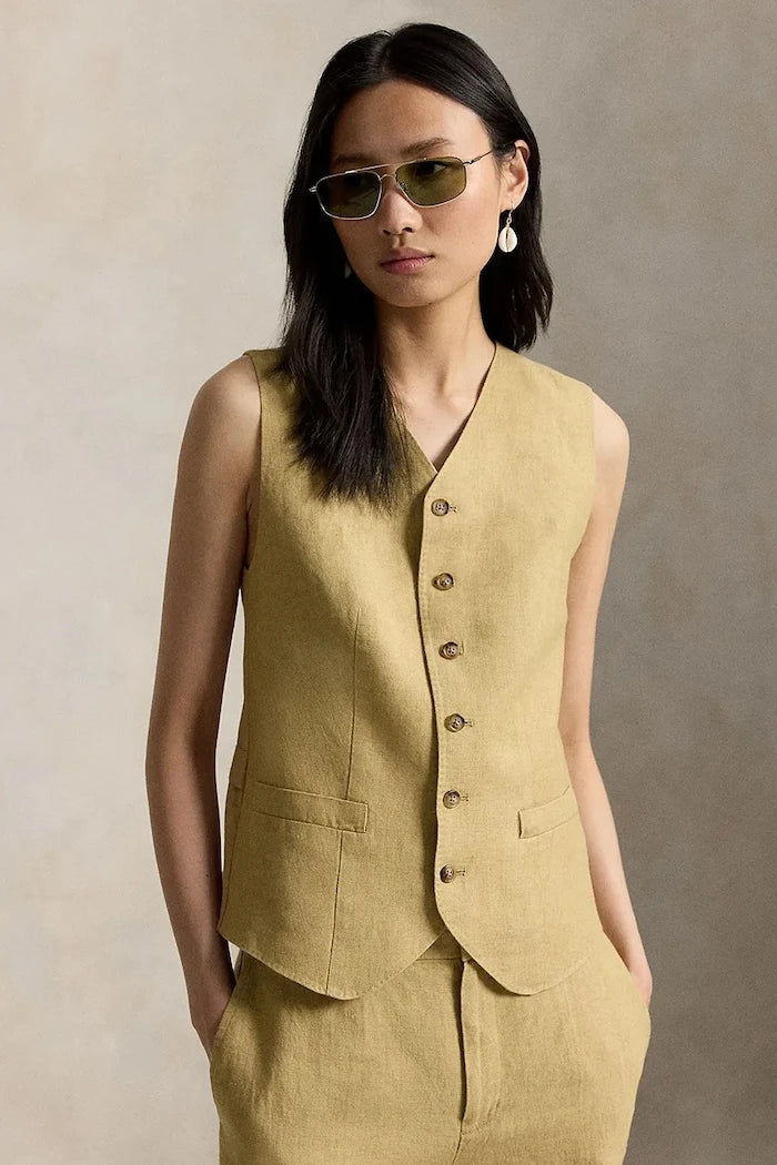 Polo Ralph Lauren tek sıralı yelek kadın keten