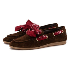 Toral - Nahua Bandana Suede Boat Shoes | Dark Brown