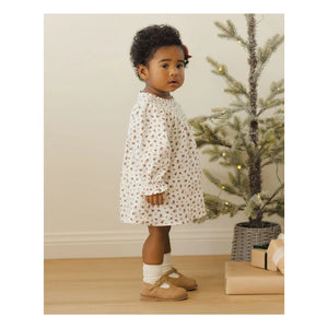 Quincy Mae - Organik pamuklu çiçek desenli gazlı elbise | Fildişi