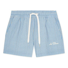 Les Deux - Stan Gestreifte Badeshorts | Hellblau