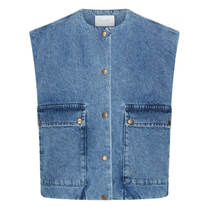 By Bar - Maggie Organik Pamuk Denim Kolsuz Ceket | Kot mavisi