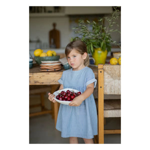 1+ in the family - Gestreiftes Margalida Jeanskleid Bio-Baumwolle | Hellblau