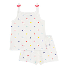 Petit Bateau - Kurzes Pyjama-Top mit Herzprint | Weiß